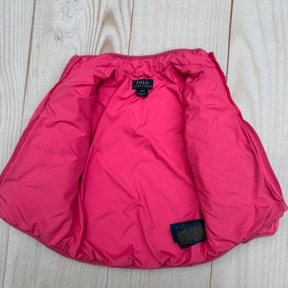 Polo Ralph Lauren Girls Toddler 2T Quilted Full Zip Jacket Pink - Picture 5 of 7